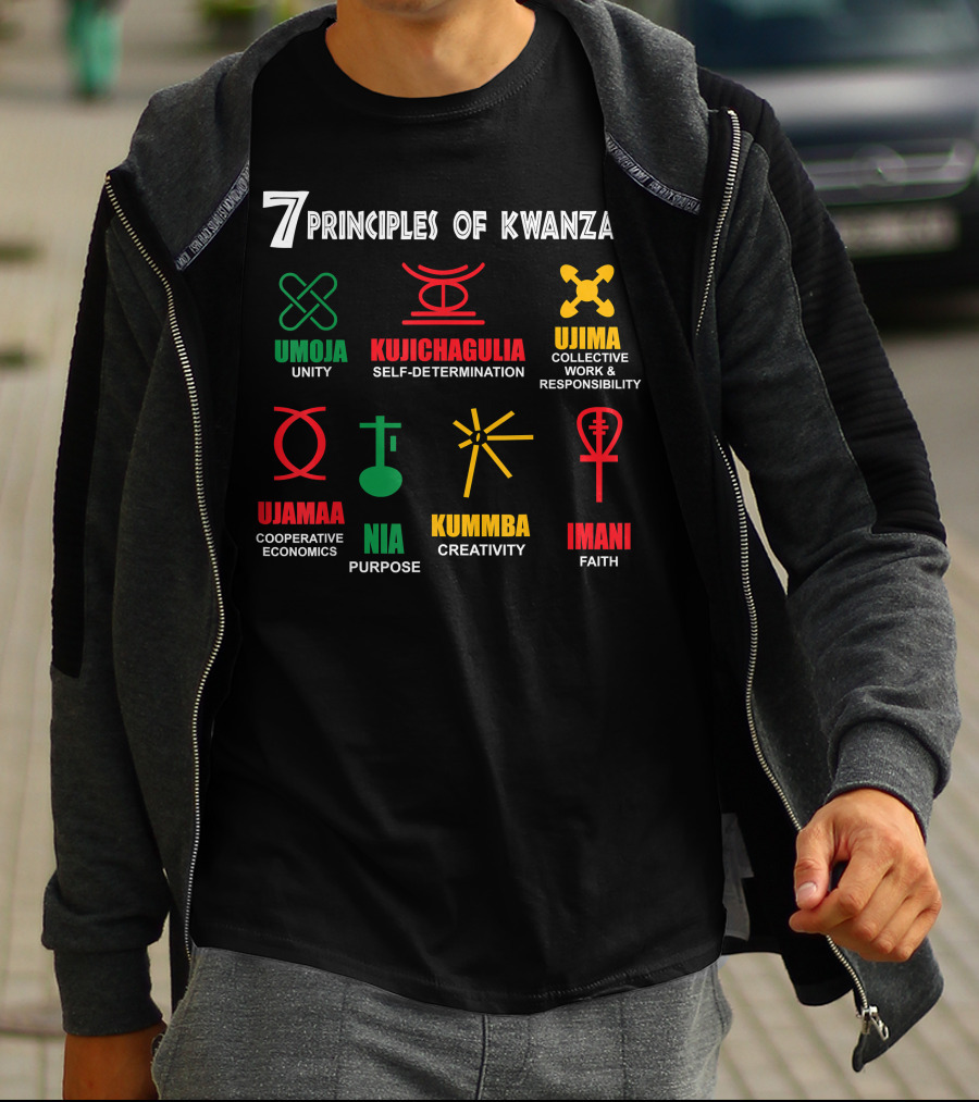 Umoja Kujichagulia Ujima Ujamaa Nia Kuumba Imani 7 Principles Of Kwanzaa T-Shirt