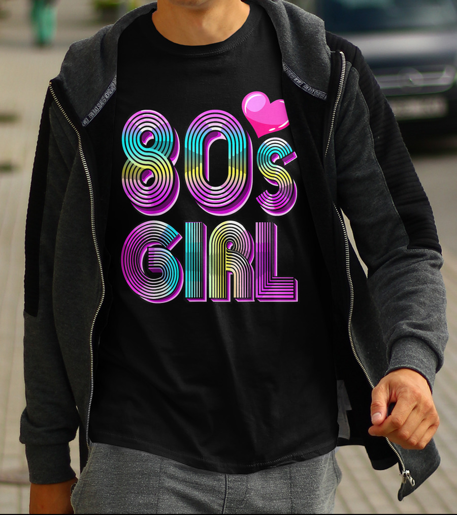 80's Girl Birthday Party Costume Vintage Heart Design Women T-Shirt