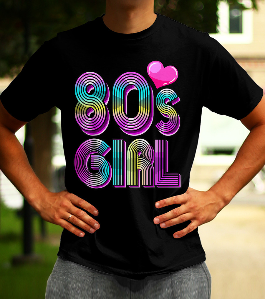 80's Girl Birthday Party Costume Vintage Heart Design Women T-Shirt