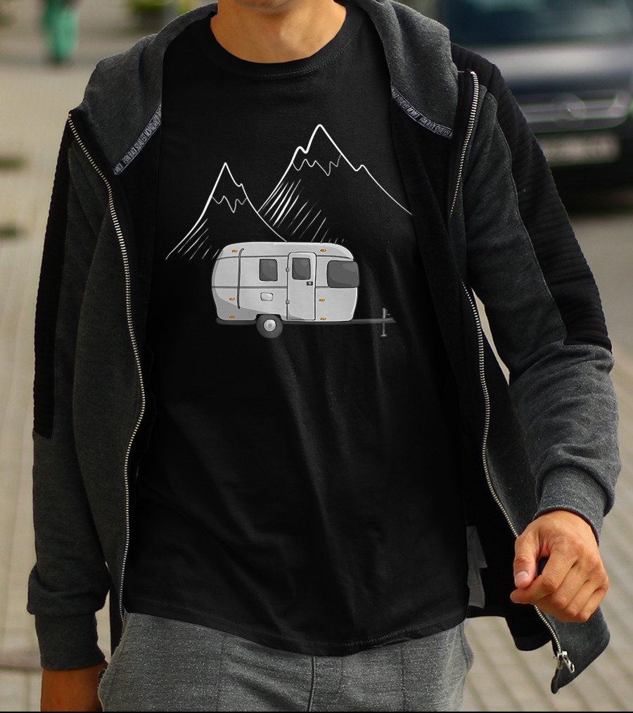 Airstream Camping Trailer With Mountain Outline T-Shirt