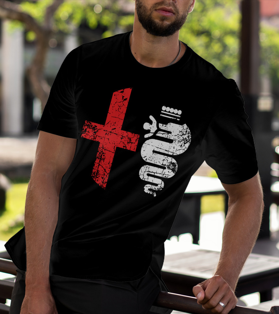 Alfa Car Drivers Stylish Grunge Red Cross Serpent T-Shirt