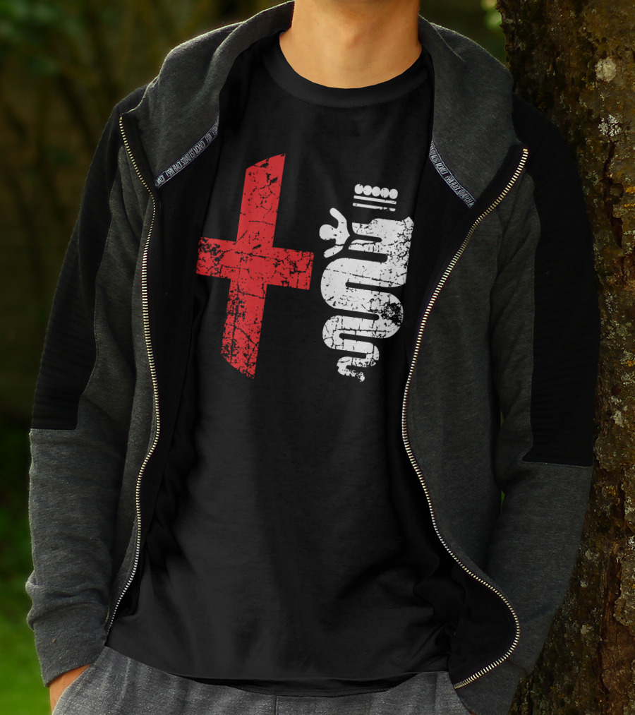Alfa Car Drivers Stylish Grunge Red Cross Serpent T-Shirt