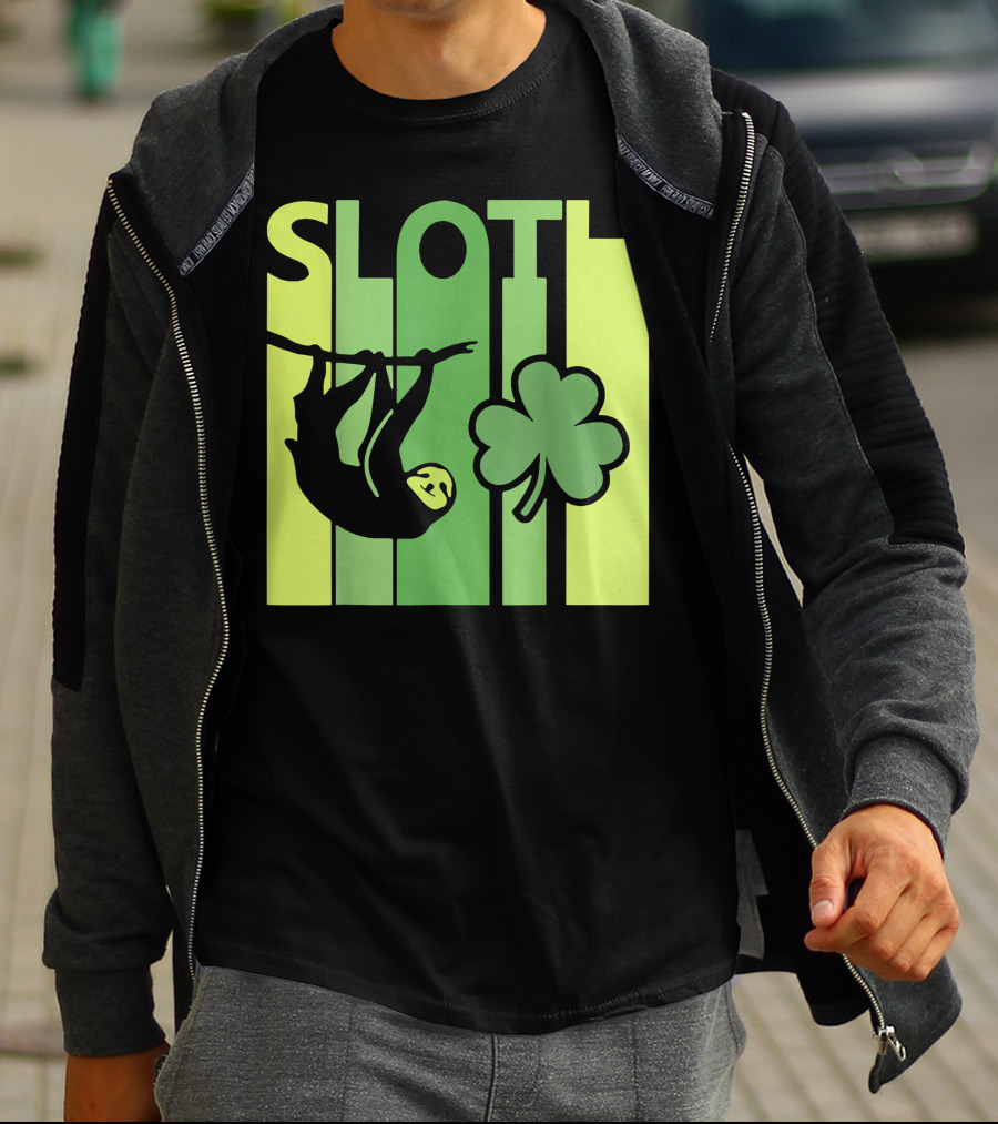 Lucky Sloth Hanging Irish Vintage Shamrock St Patrick's Day T-Shirt