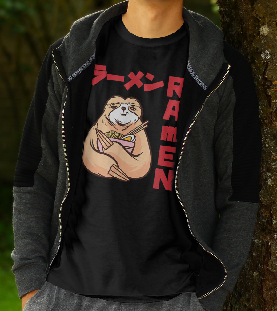 Kawaii Ramen Sloth Anime Noodles Japanese Sketching T-Shirt