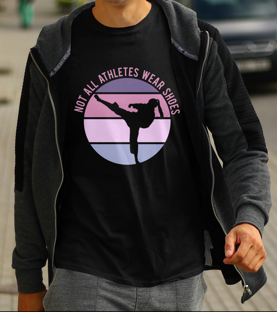Not All Athletes Wear Shoes Taekwondo Silhouette Kicking In Colorful Circle T-Shirt