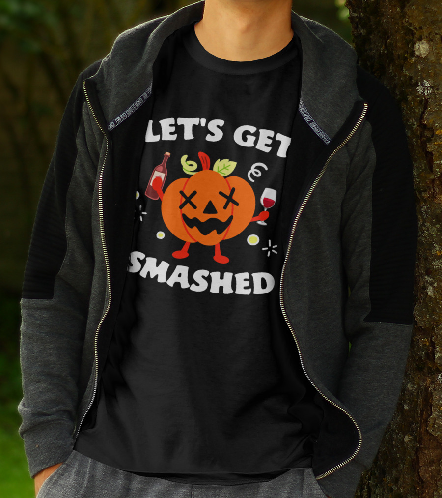 Let's Get Smashed Pumpkin Wine Party Mood T-Shirt