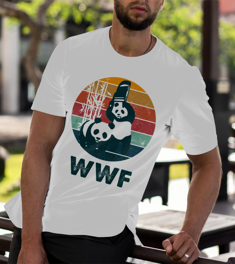 WWF Panda Retro Bamboo Scene T-Shirt