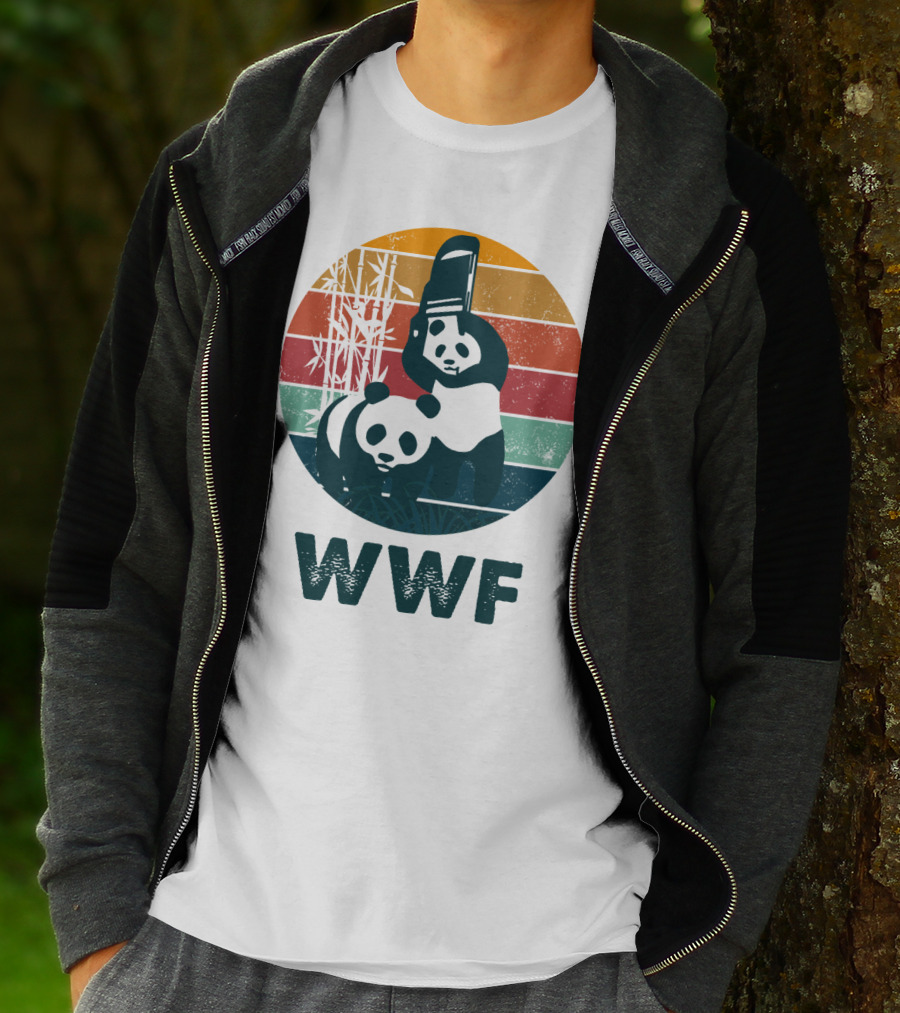 WWF Panda Retro Bamboo Scene T-Shirt