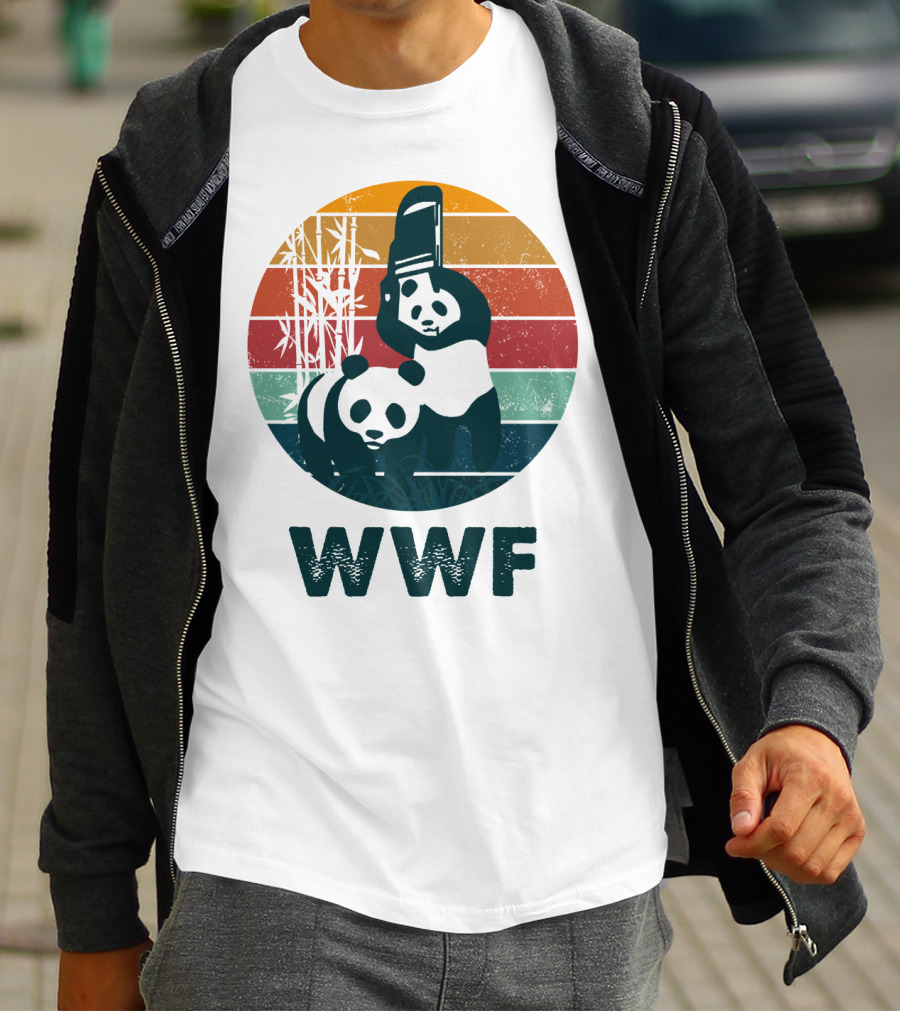 WWF Panda Retro Bamboo Scene T-Shirt