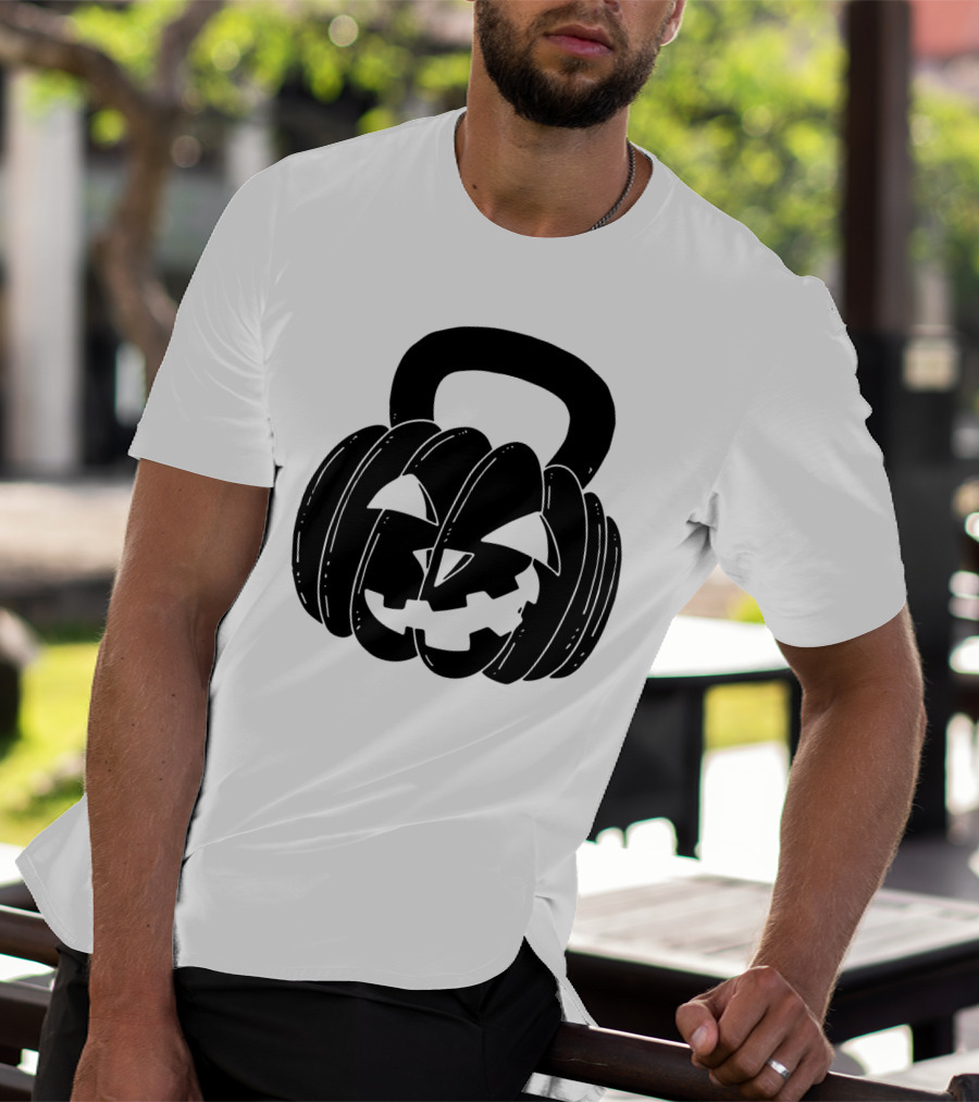 Pumpkin Halloween Kettlebell Fitness Jack-O'-Lantern T-Shirt