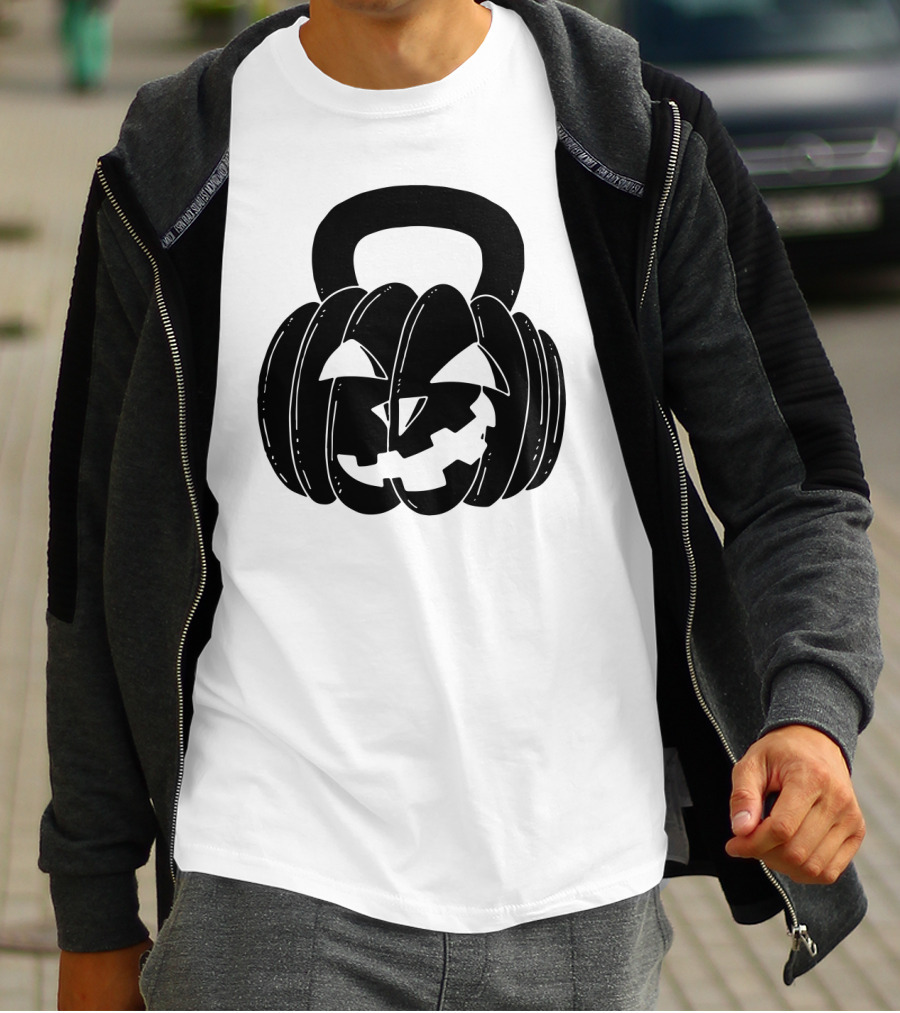 Pumpkin Halloween Kettlebell Fitness Jack-O'-Lantern T-Shirt