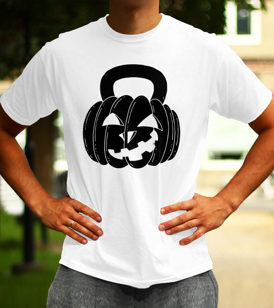 Pumpkin Halloween Kettlebell Fitness Jack-O'-Lantern T-Shirt