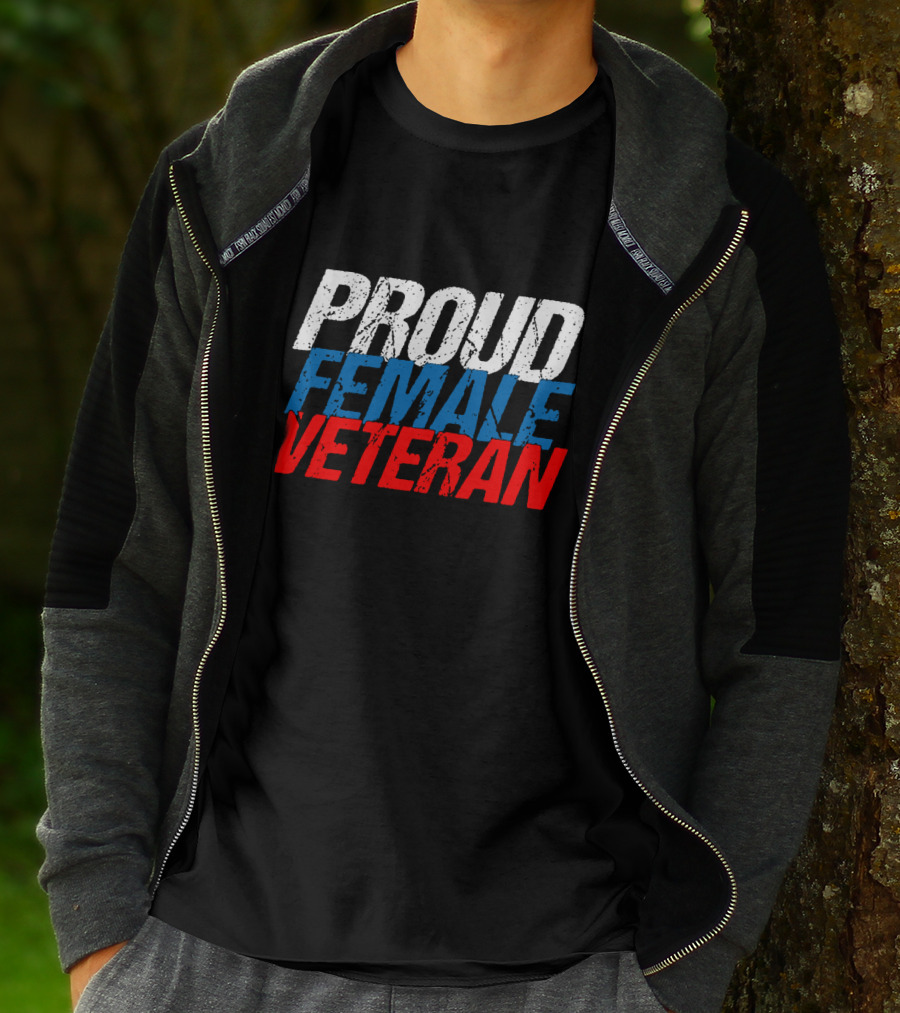 PROUD FEMALE VETERAN White Blue T-Shirt