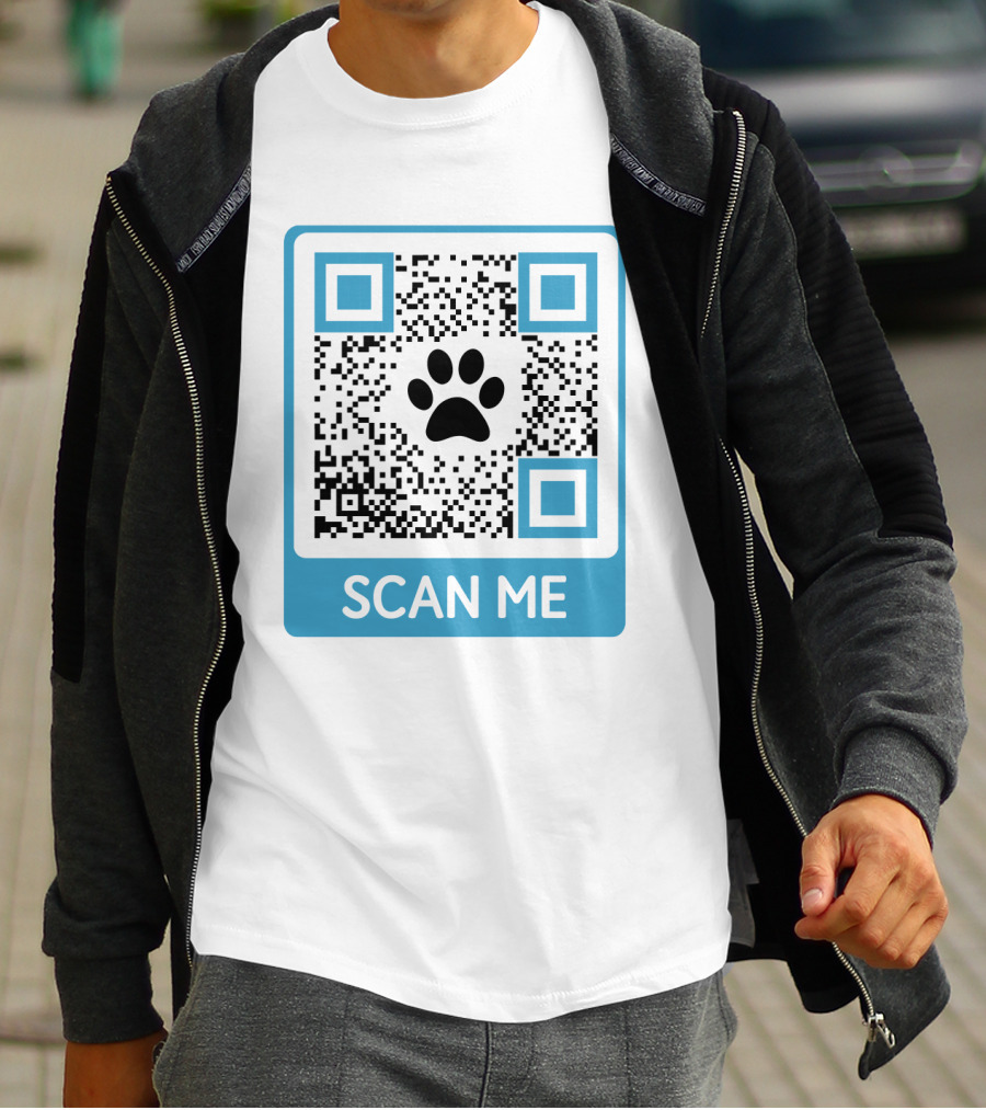 Scan Me QR Code With Dog Paw T-Shirt