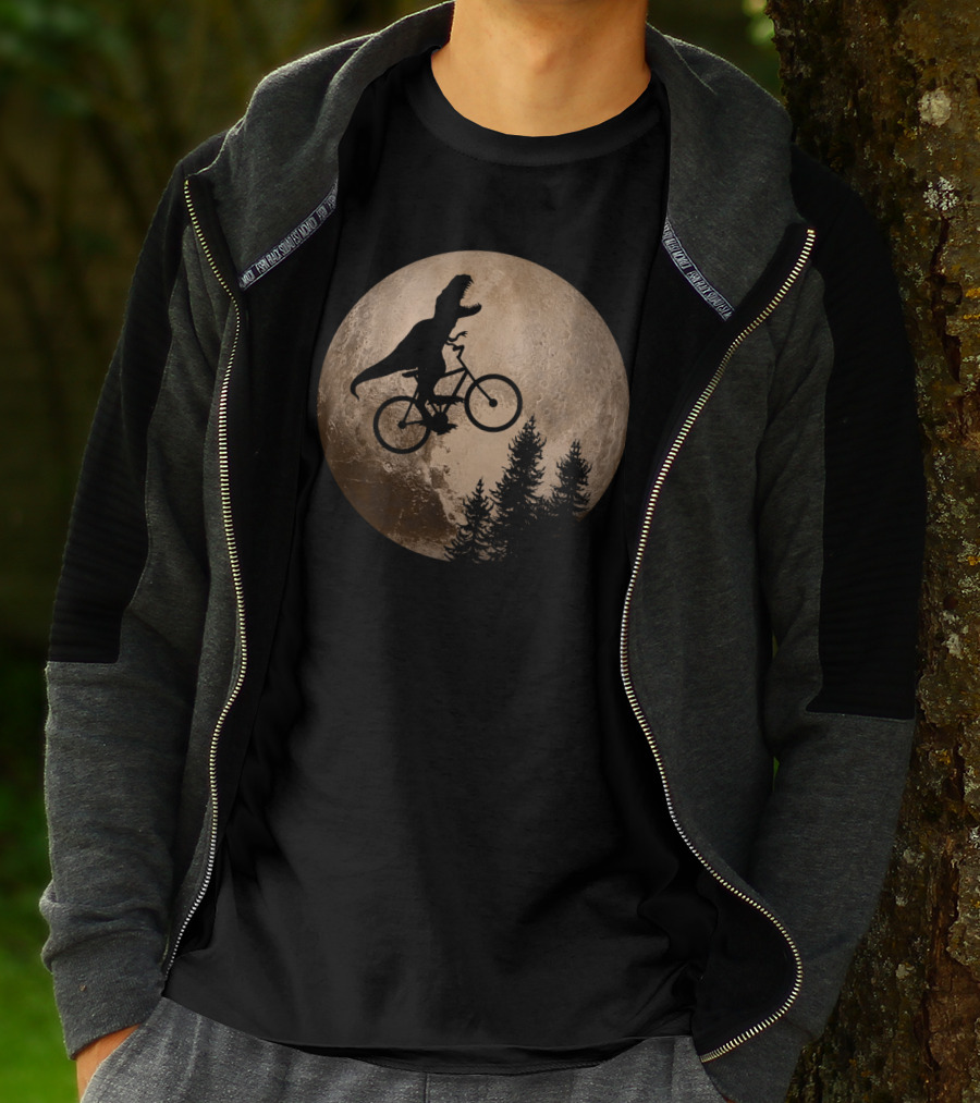 T Rex Riding A Bicycle Across Pluto T-Shirt