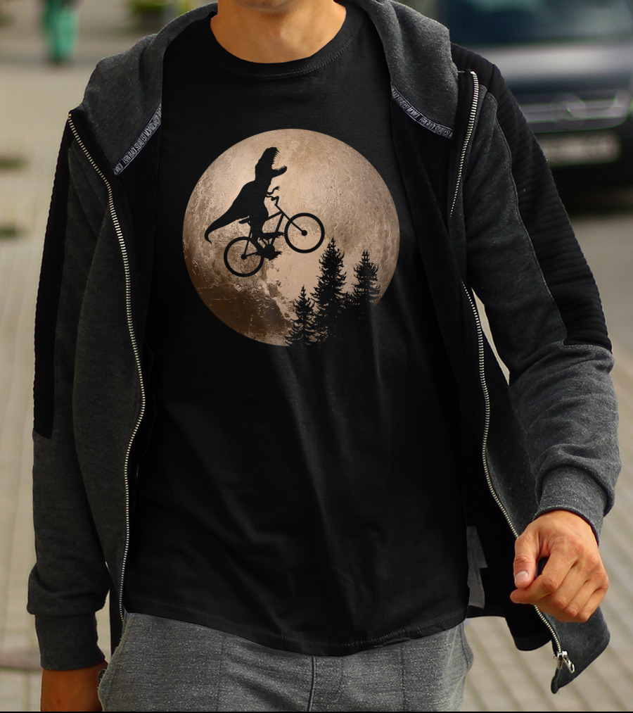 T Rex Riding A Bicycle Across Pluto T-Shirt