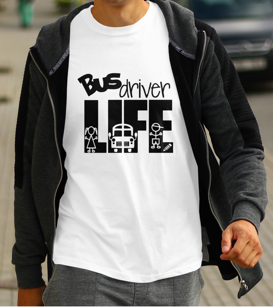 Bus Driver Life With Kids And School Bus Elements T-Shirt