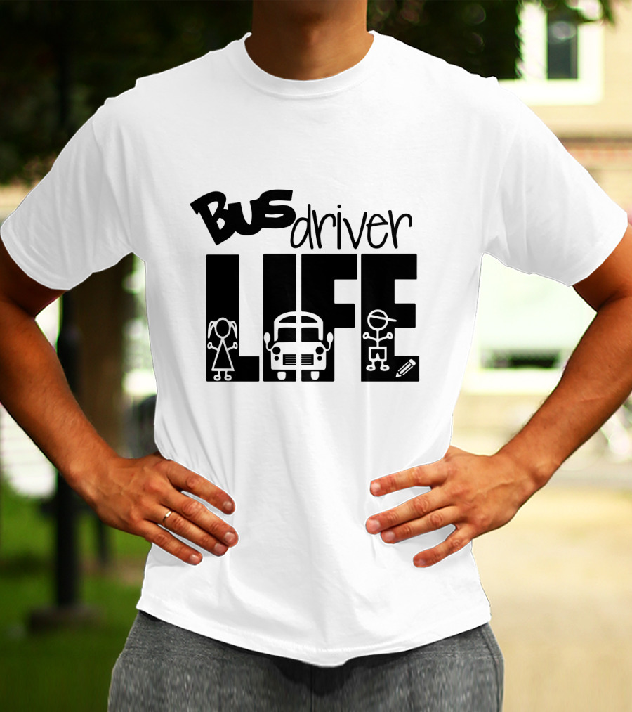 Bus Driver Life With Kids And School Bus Elements T-Shirt