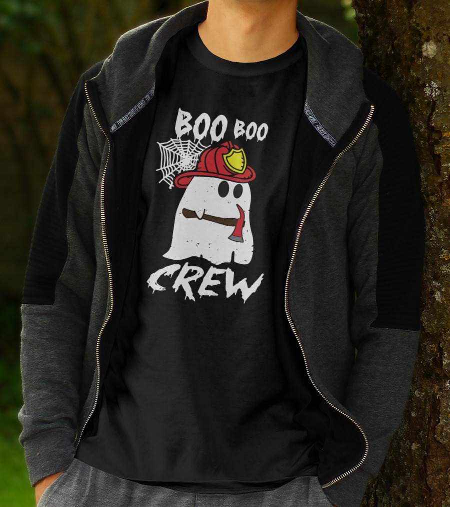 Boo Boo Firefighter Crew Ghost With Axe And Helmet T-Shirt
