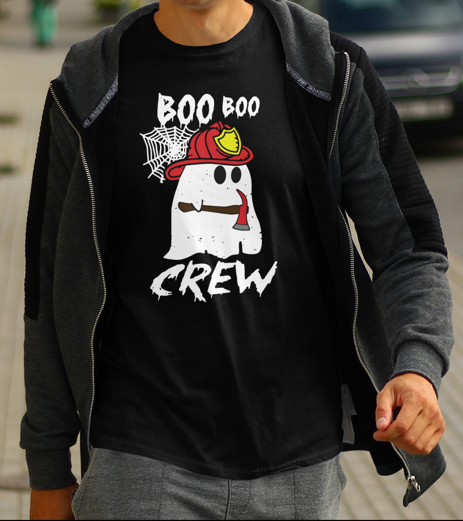 Boo Boo Firefighter Crew Ghost With Axe And Helmet T-Shirt