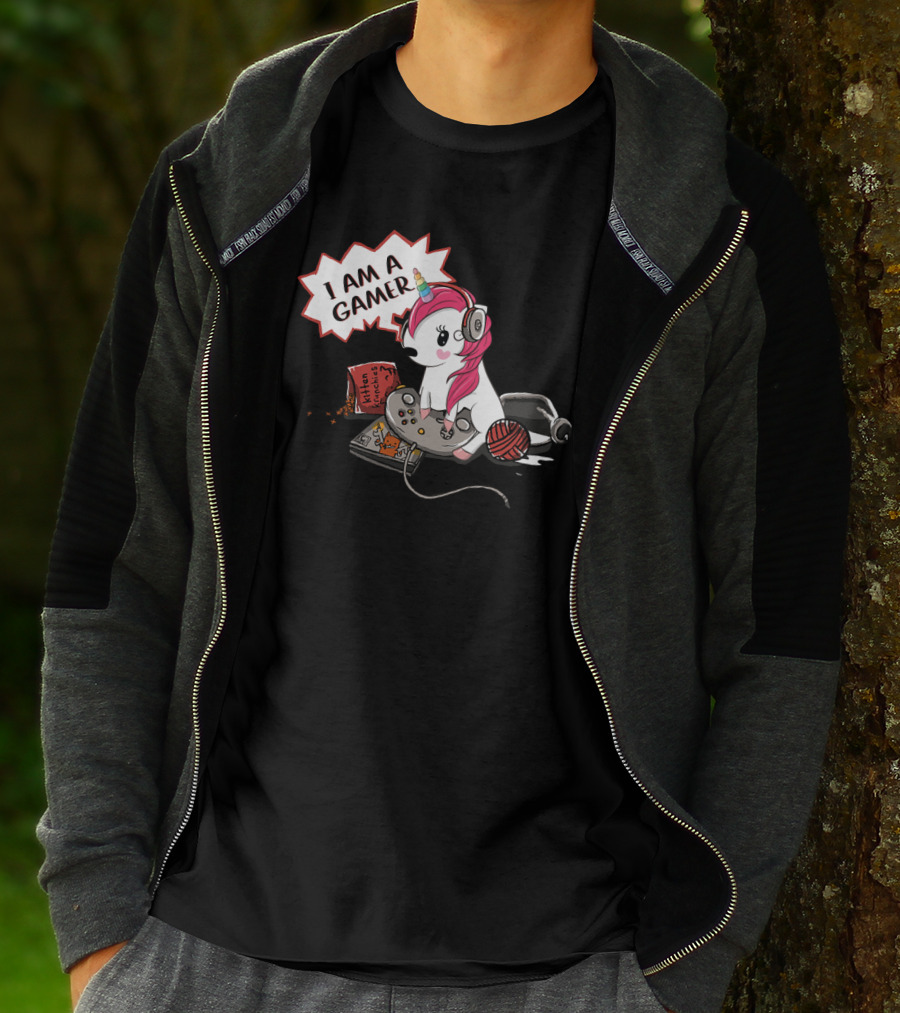 I Am A Gamer Unicorn Headset Controller Fantasy Adventure T-Shirt