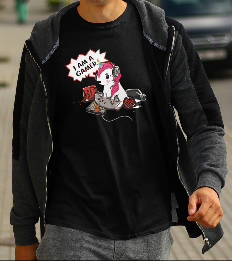 I Am A Gamer Unicorn Headset Controller Fantasy Adventure T-Shirt