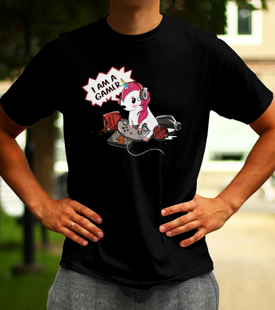 I Am A Gamer Unicorn Headset Controller Fantasy Adventure T-Shirt