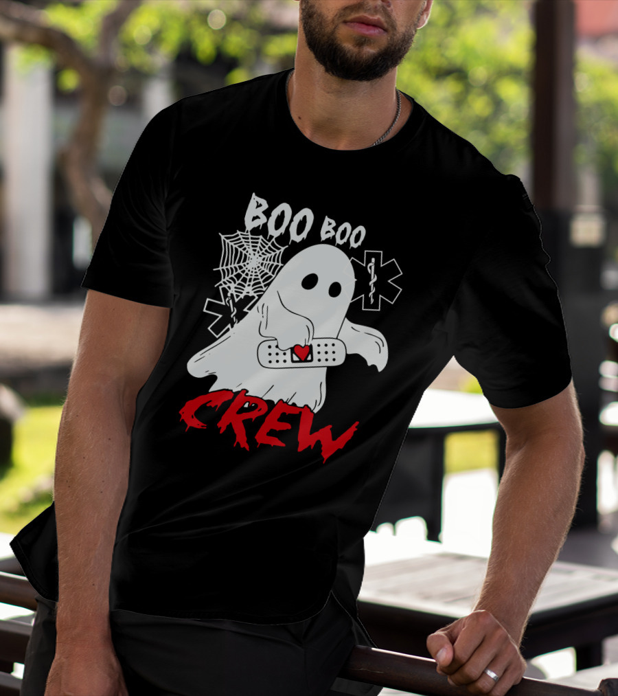 EMT Boo Boo Crew Ghost With Bandage And Cobweb T-Shirt