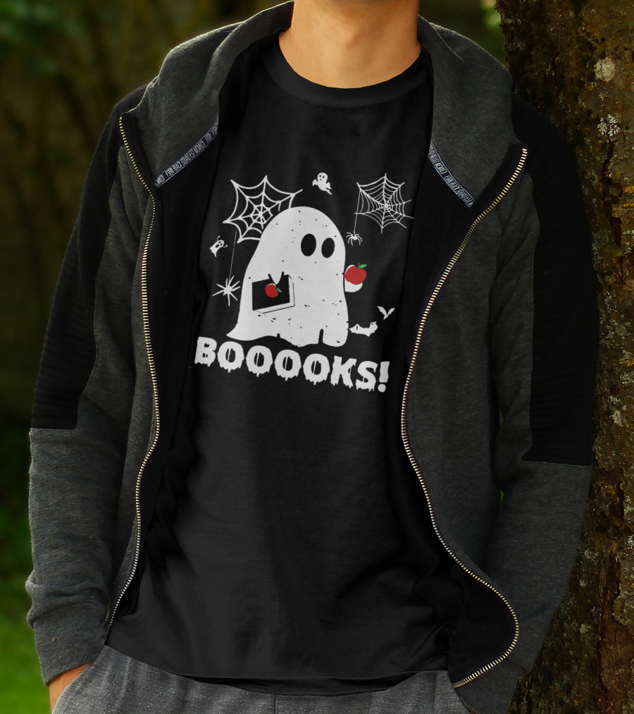 Ghost Boooooks Loves Apples And Webs T-Shirt