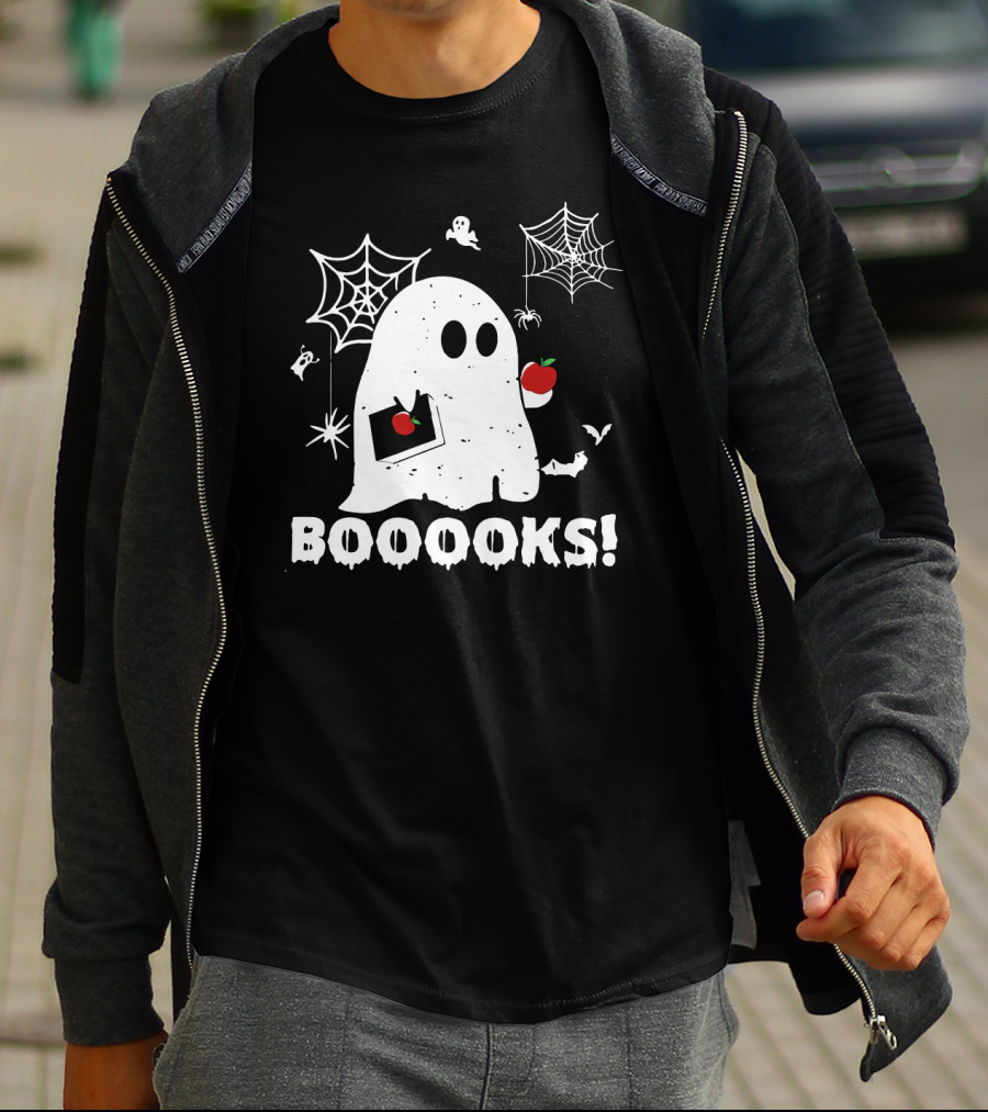 Ghost Boooooks Loves Apples And Webs T-Shirt