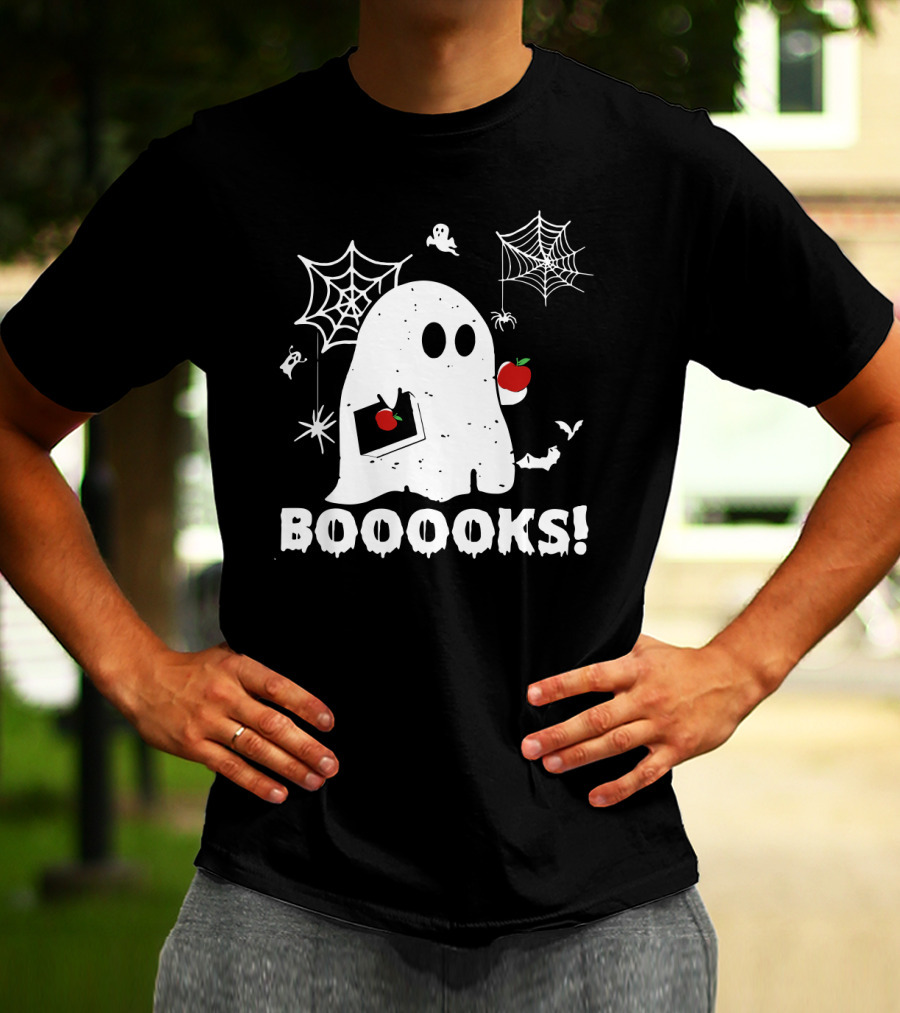 Ghost Boooooks Loves Apples And Webs T-Shirt