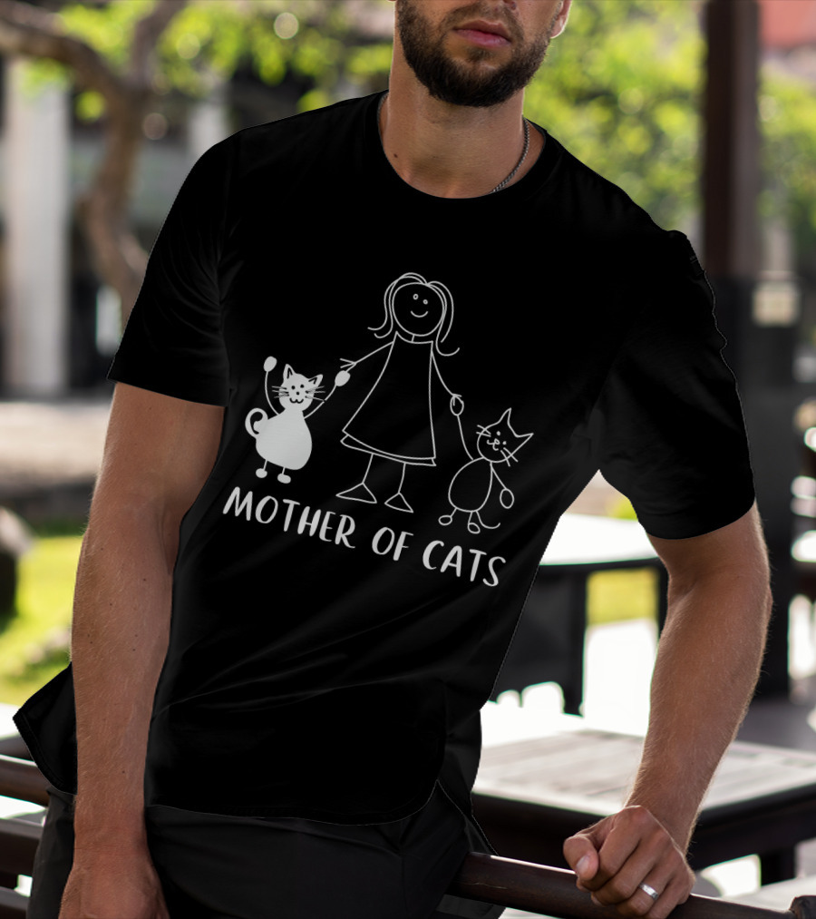 Mother Of Cats Stick Figure With Cats T-Shirt