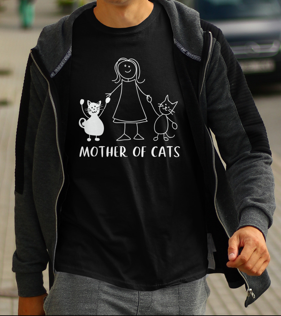 Mother Of Cats Stick Figure With Cats T-Shirt