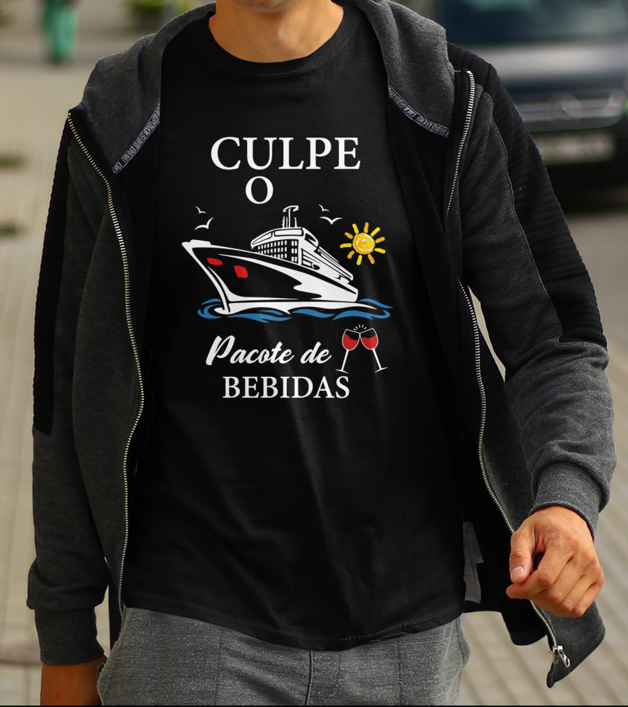 Culpe O Pacote De Bebidas Cruzeiro Sol E Mar Copos De Vinho T-Shirt