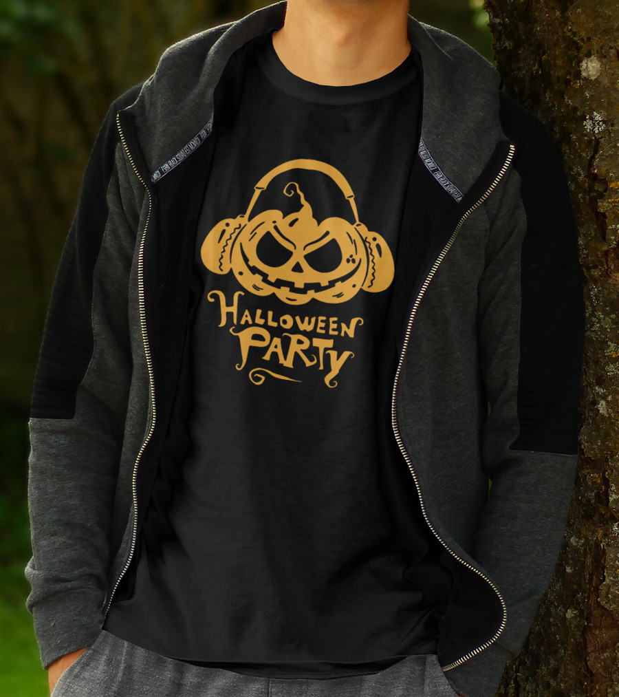Halloween Party DJ Sound Pumpkin Headphones T-Shirt