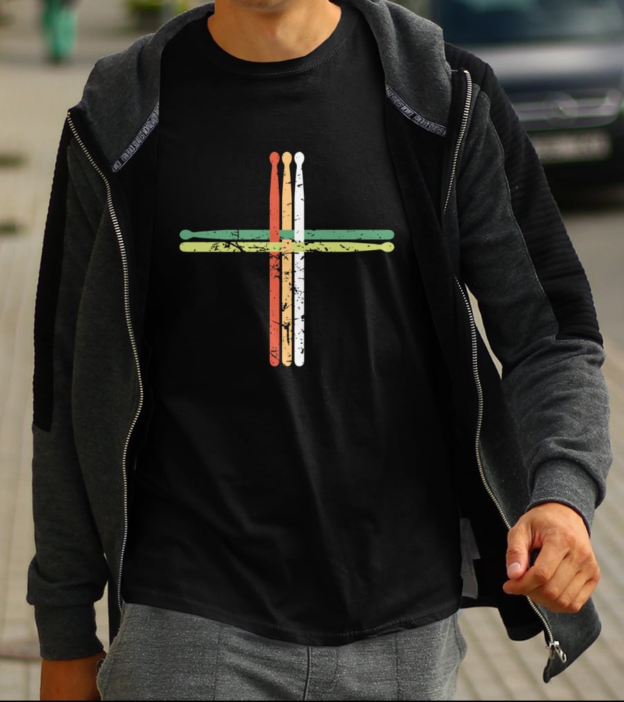 Drumsticks Cross Jesus Christian Percussion T-Shirt