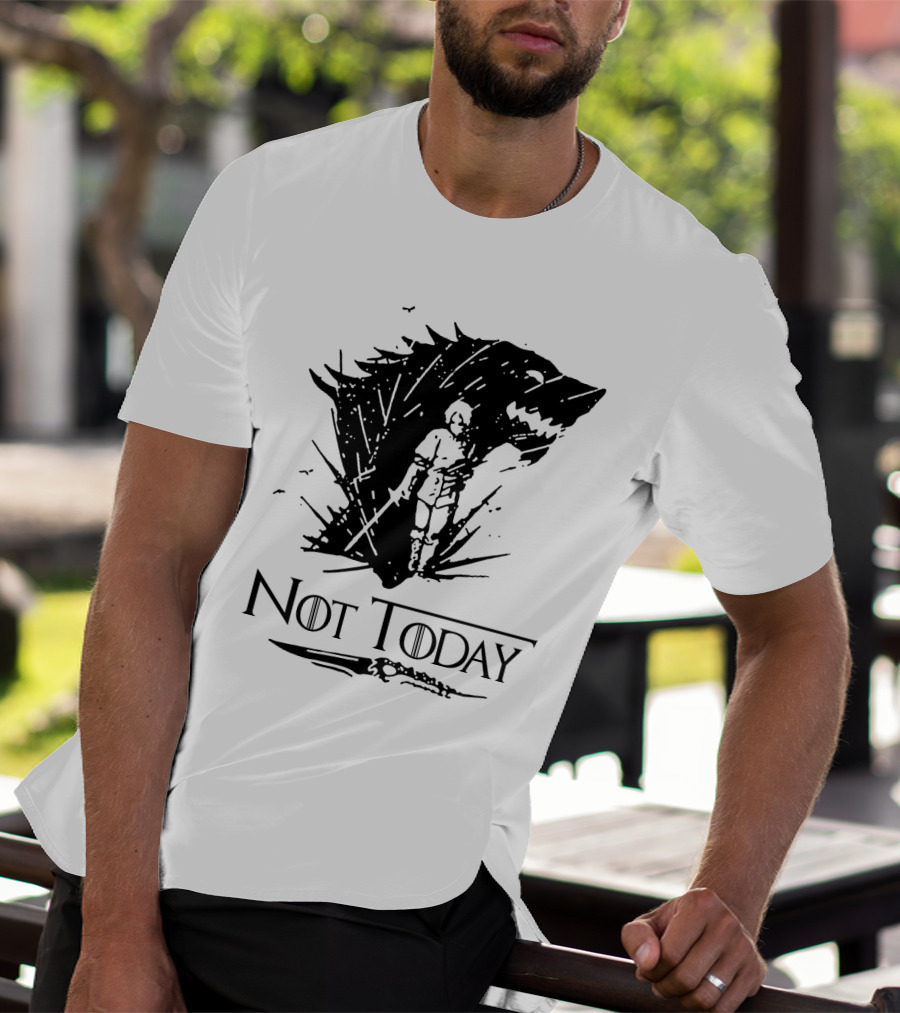 Not Today Sword Character With Direwolf Shadow T-Shirt