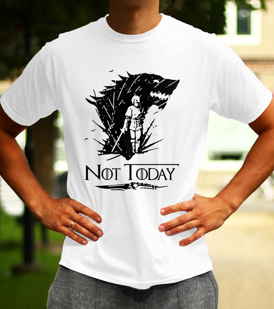 Not Today Sword Character With Direwolf Shadow T-Shirt