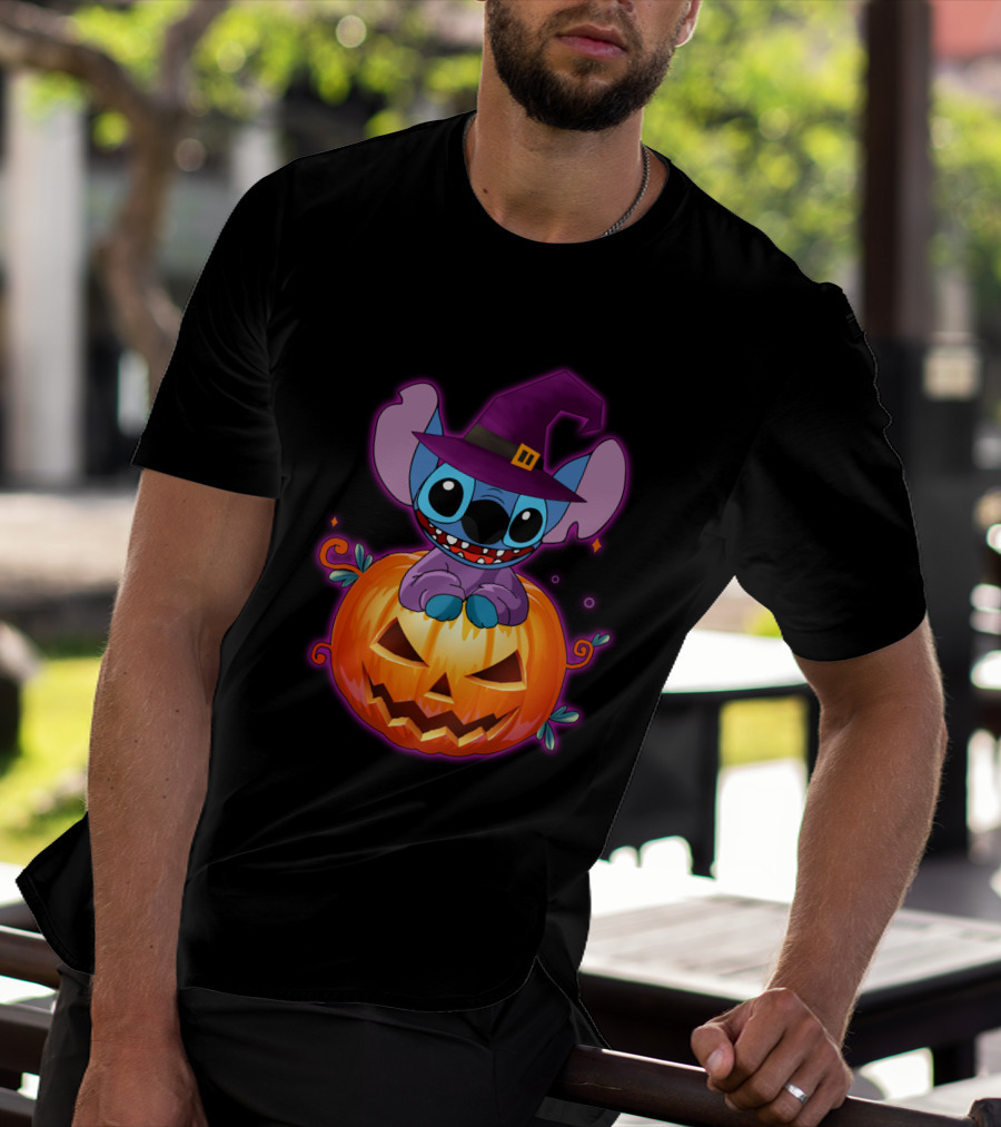 Stitch Witch Pumpkin Halloween Jack-O'-Lantern T-Shirt