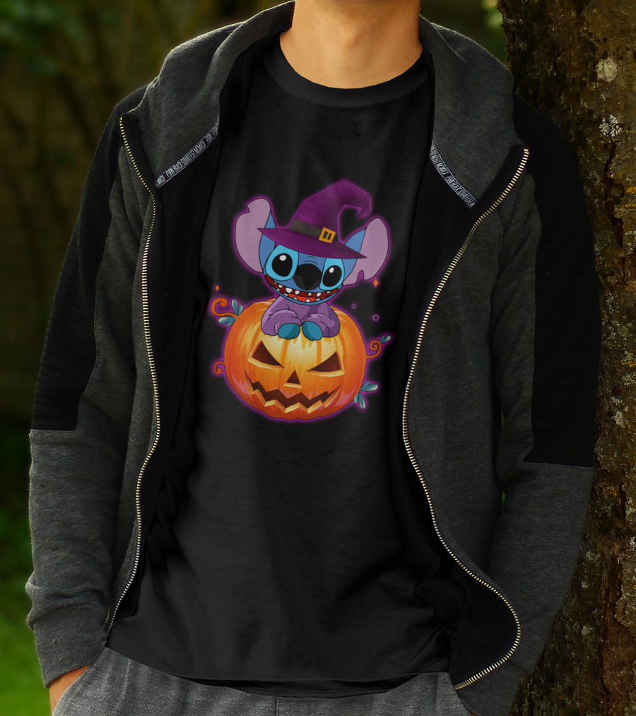 Stitch Witch Pumpkin Halloween Jack-O'-Lantern T-Shirt