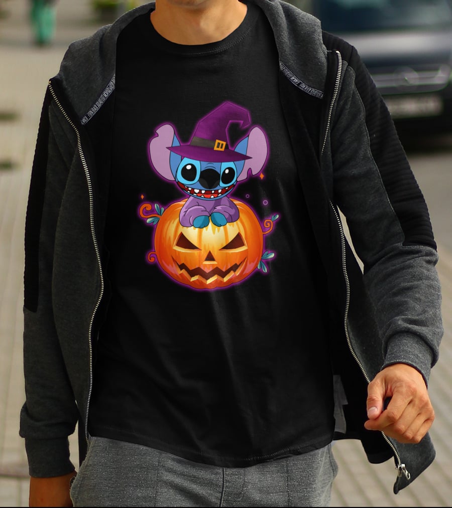 Stitch Witch Pumpkin Halloween Jack-O'-Lantern T-Shirt