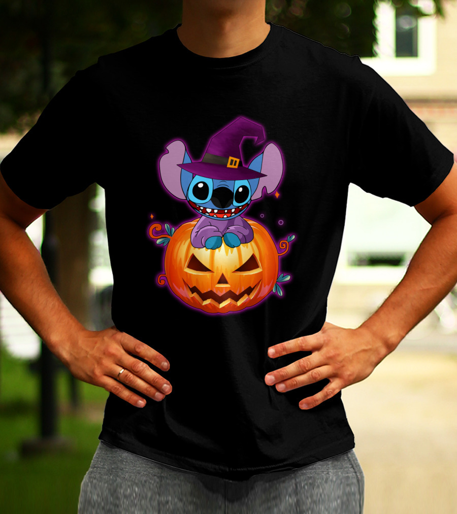 Stitch Witch Pumpkin Halloween Jack-O'-Lantern T-Shirt