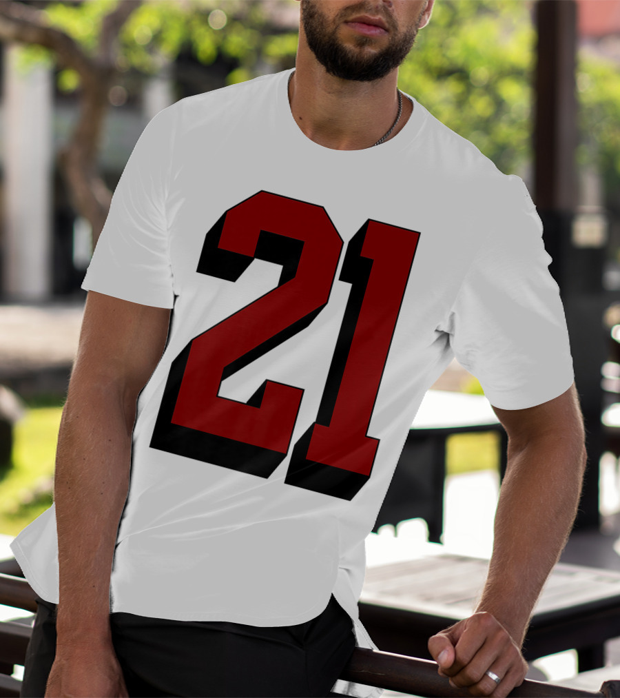 Number 21 Varsity Fan Sports Team White Jersey Premium 21 T-Shirt