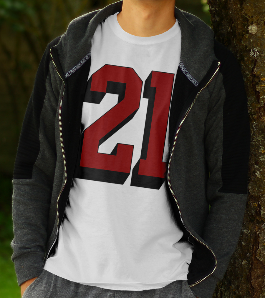 Number 21 Varsity Fan Sports Team White Jersey Premium 21 T-Shirt
