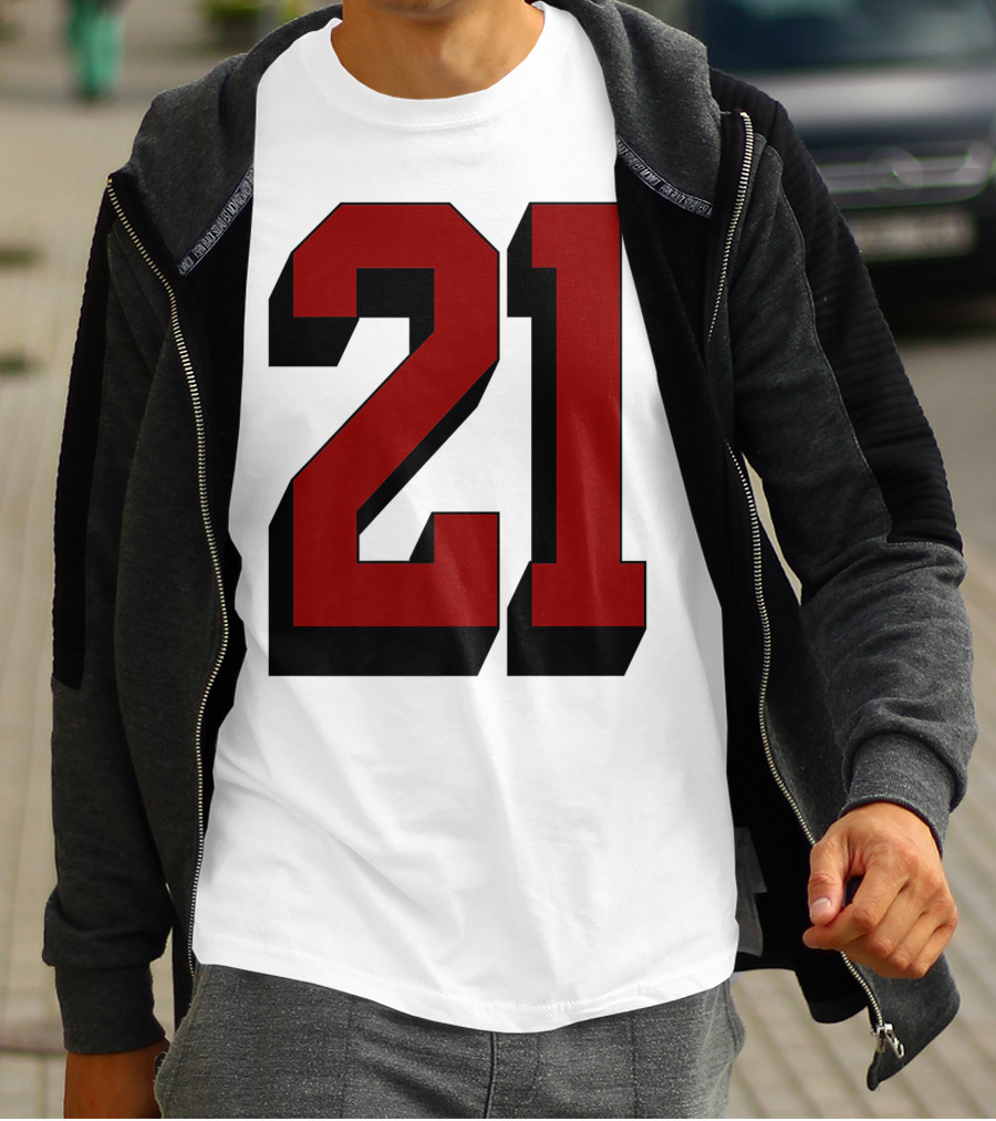 Number 21 Varsity Fan Sports Team White Jersey Premium 21 T-Shirt