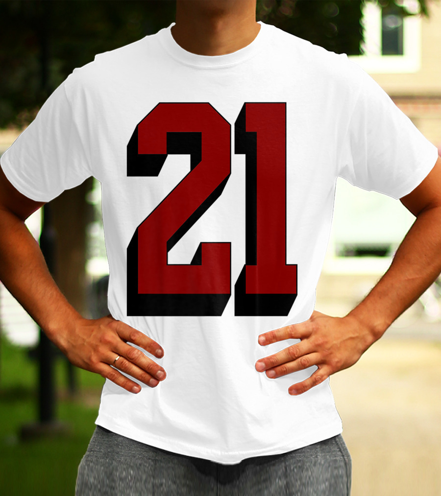 Number 21 Varsity Fan Sports Team White Jersey Premium 21 T-Shirt