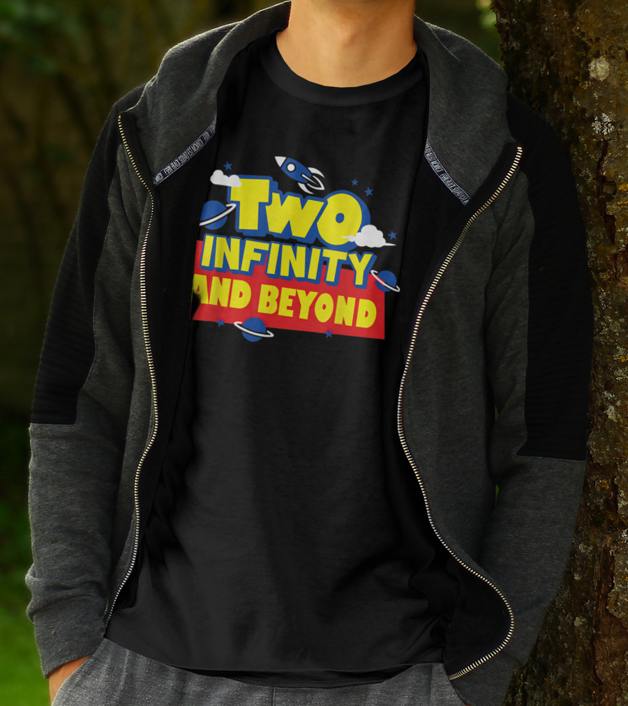 Two Infinity And Beyond 2nd Birthday Rocket And Planets T-Shirt