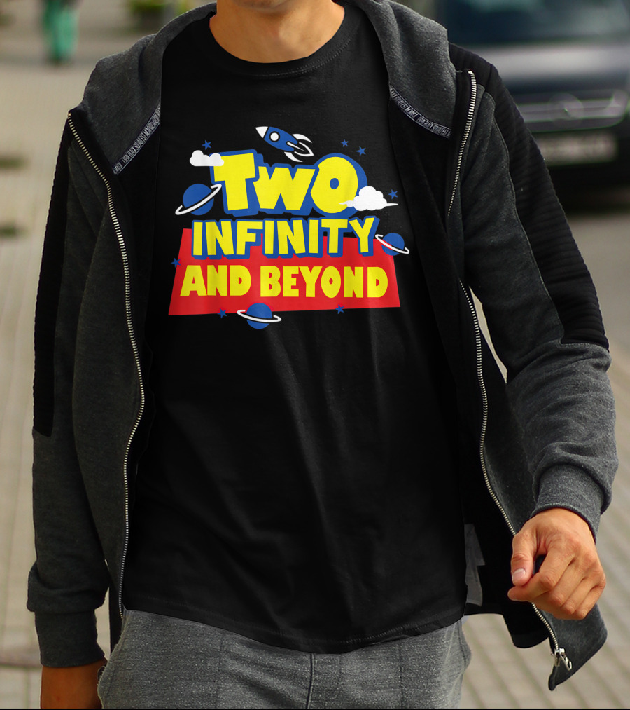 Two Infinity And Beyond 2nd Birthday Rocket And Planets T-Shirt