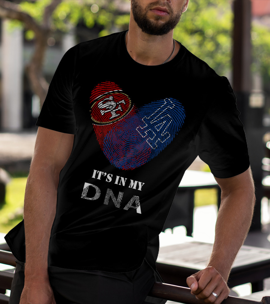 49ers Dodgers Heart Shaped Fingerprint Dna T-Shirt