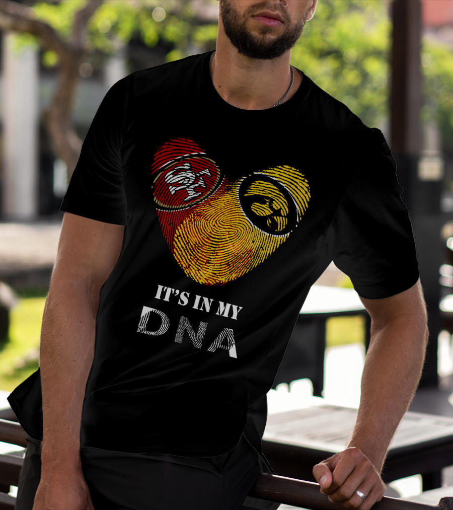 49ers Iowa Hawkeyes Dna Heart Fingerprint T-Shirt